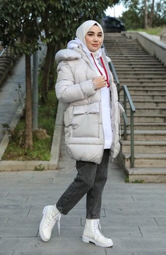 Puffer Jacket with Hood 1496-03 Gray 1496-03