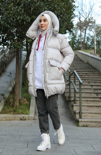 Puffer Jacket with Hood 1496-03 Gray 1496-03