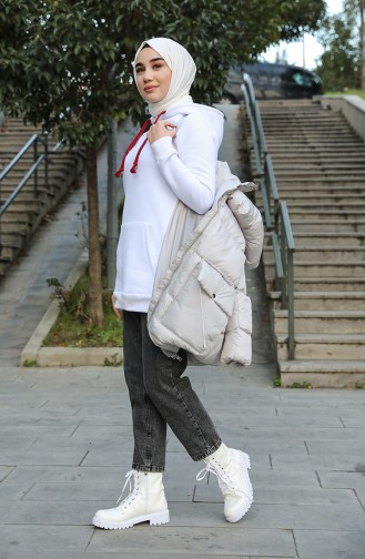 Puffer Jacket with Hood 1496-03 Gray 1496-03
