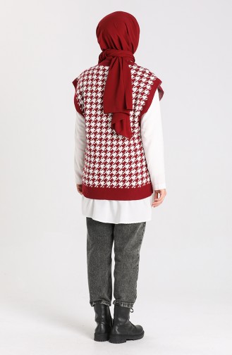 Knitwear Houndstooth Patterned Sweater 4265-02 Burgundy 4265-02