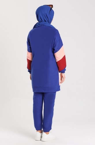 Selanik Kumaş Tunik Pantolon İkili Takım 5543-02 Saks Somon