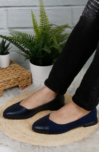 Navy Blue Women`s Flats 0182-03