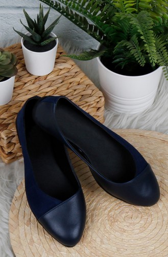 Navy Blue Women`s Flats 0182-03