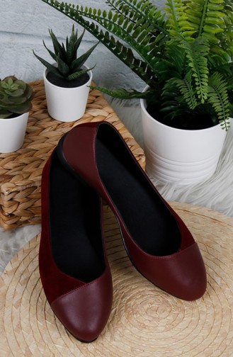 Claret Red Women`s Flats 0182-04