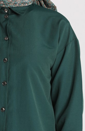 Düğmeli Gömlek 3238-02 Zümrüt Yeşili