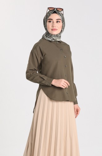 Khaki Overhemdblouse 3238-07