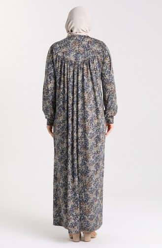 Büyük Beden Desenli Elbise 4781-04 Lacivert