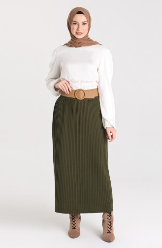 Knitwear Elastic waist Skirt 4268-02 Khaki 4268-02