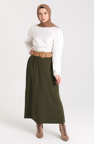 Knitwear Elastic waist Skirt 4268-02 Khaki 4268-02