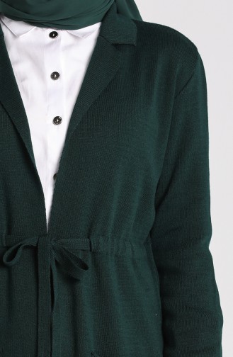 Shirt Collar Knitwear Sweater with Belt 4202-05 Emerald Green 4202-05