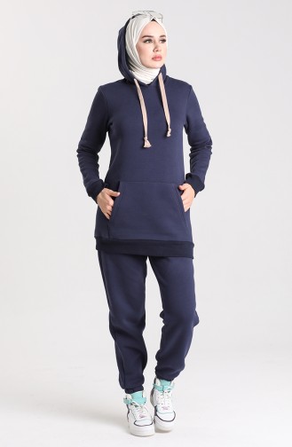 Kapüşonlu Eşofman Takım 0250-01 Lacivert