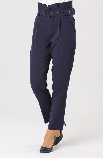 Belted Classic Trousers 2011-02 Navy Blue 2011-02
