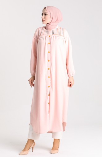 Embroidered Long Tunic For winter 21k8186b-02 Powder 21K8186B-02