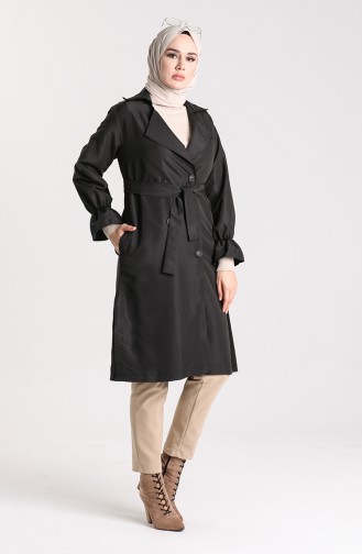 Schwarz Trench Coats Models 1019-02