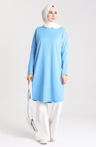 Düz Mevsimlik Tunik 8209-01 Mavi