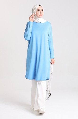 Düz Mevsimlik Tunik 8209-01 Mavi