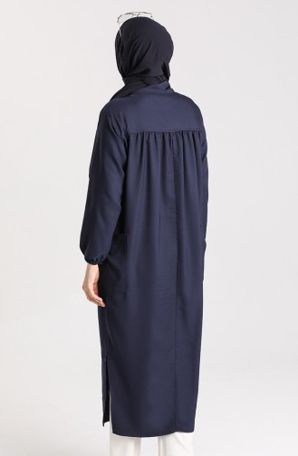 Long Tunic with Pleated Pockets 21k8168-01 Navy Blue 21K8168-01