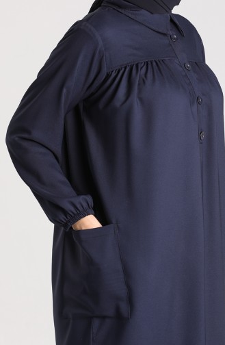Long Tunic with Pleated Pockets 21k8168-01 Navy Blue 21K8168-01