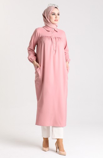 Long Tunic with Pleated Pockets 21k8168-04 Dried Rose 21K8168-04