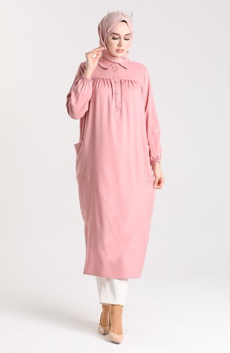 Long Tunic with Pleated Pockets 21k8168-04 Dried Rose 21K8168-04