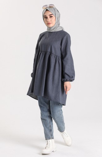 Kolu Lastikli Kışlık Tunik 21K8203-06 Lacivert