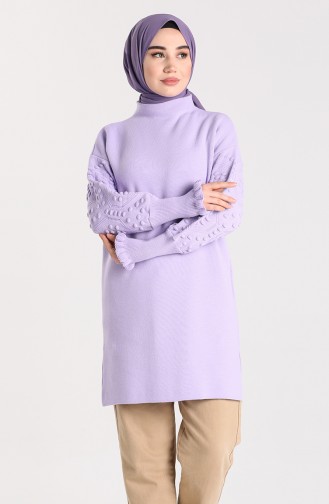 Knitwear Embossed Patterned Sweater 4357-01 Lilac 4357-01