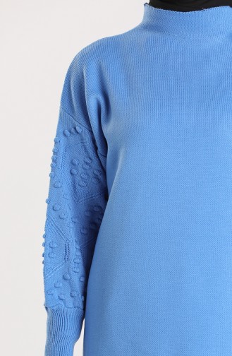 Knitwear Embossed Patterned Sweater 4357-06 Blue 4357-06