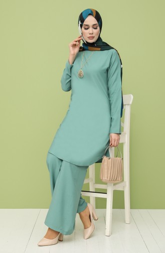 Necklace Tunic Trousers Double Suit 5001-03 Sea Green 5001-03