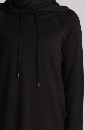 Triko Kapüşonlu Tunik Pantolon İkili Takım 4271-02 Siyah