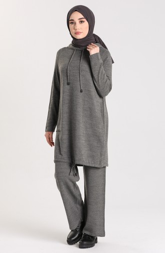 Knitwear Hooded Tunic Trousers Double Suit 4271-04 Gray 4271-04