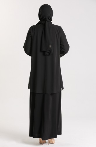 فساتين سهرة بتصميم اسلامي أسود 9300-02