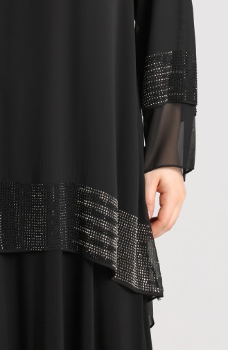 Schwarz Hijab-Abendkleider 9300-02
