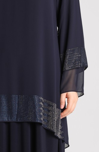 Dunkelblau Hijab-Abendkleider 9300-05