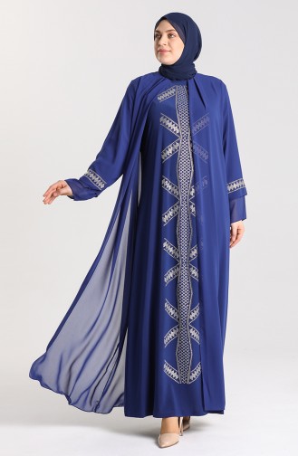 Saks-Blau Hijab-Abendkleider 9316-03