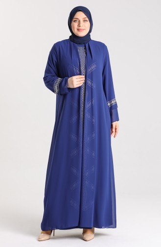 Saks-Blau Hijab-Abendkleider 9316-03