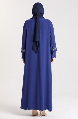 Saks-Blau Hijab-Abendkleider 9316-03