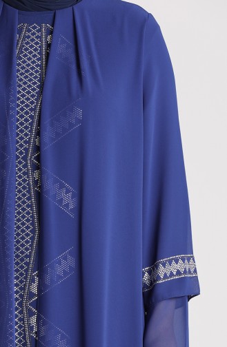 Saks-Blau Hijab-Abendkleider 9316-03