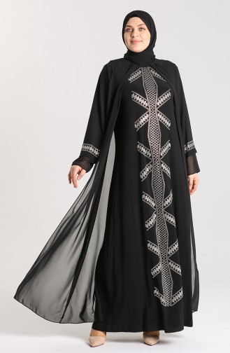 Schwarz Hijab-Abendkleider 9316-04