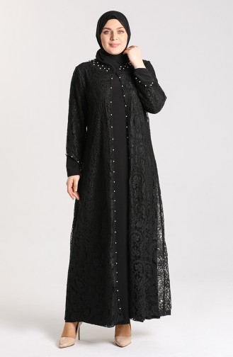 Schwarz Hijab-Abendkleider 9355-06