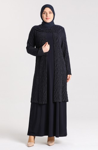 Dunkelblau Hijab-Abendkleider 9377-02