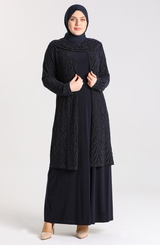Dunkelblau Hijab-Abendkleider 9377-02