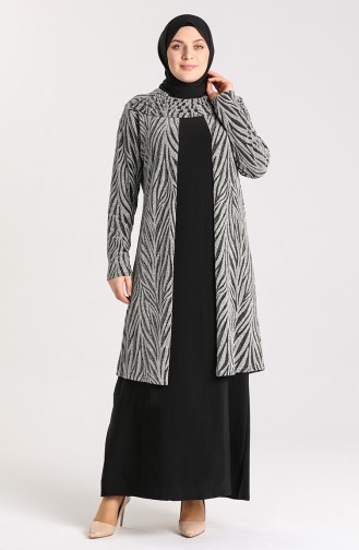 Silbergrau Hijab-Abendkleider 9377-03