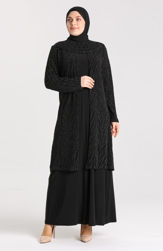 Schwarz Hijab-Abendkleider 9377-04