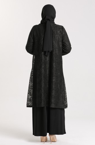 Büyük Beden Taşlı Abiye Elbise 9392-01 Siyah