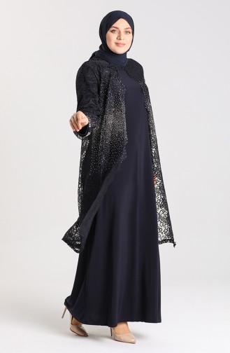 Dunkelblau Hijab-Abendkleider 9392-02