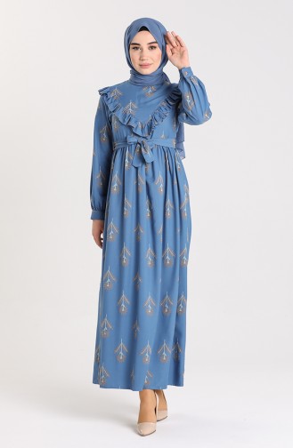 Indigo Hijab Dress 21Y8225-02