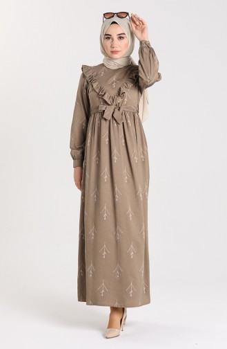 Khaki Hijab Kleider 21Y8225-09