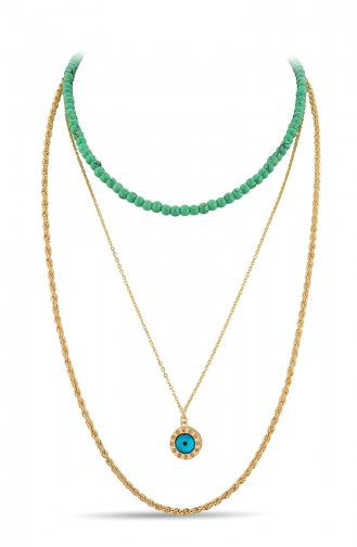 Jewelicon Kadın Turkuaz Taşlı Kombin Kolye JWL033