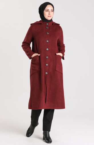 معطف طويل أحمر كلاريت 2133-12