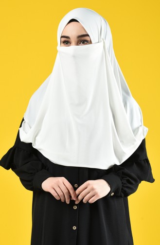 Sefamerve Hijab Gesichtsabdeckung Schal 11100-01 Creme 1100-01